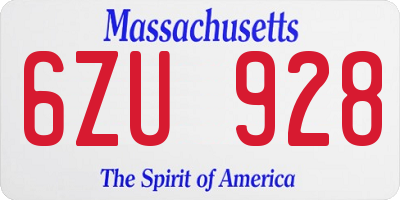 MA license plate 6ZU928