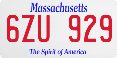 MA license plate 6ZU929
