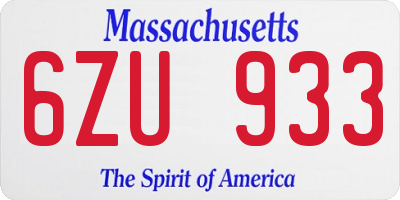 MA license plate 6ZU933