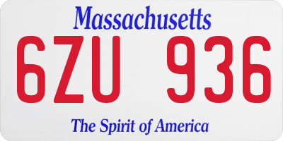 MA license plate 6ZU936