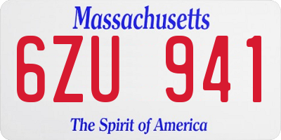 MA license plate 6ZU941