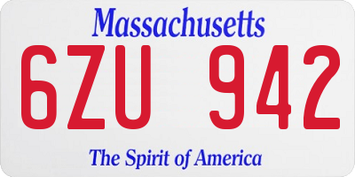 MA license plate 6ZU942