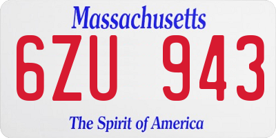 MA license plate 6ZU943