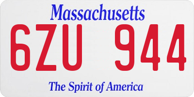 MA license plate 6ZU944