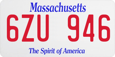 MA license plate 6ZU946