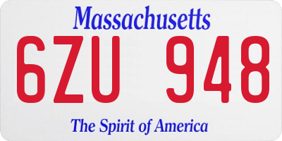 MA license plate 6ZU948