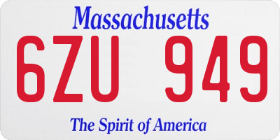 MA license plate 6ZU949