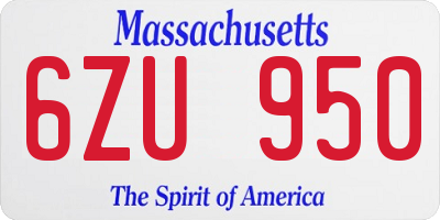 MA license plate 6ZU950