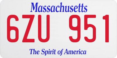 MA license plate 6ZU951