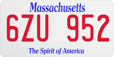 MA license plate 6ZU952