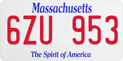 MA license plate 6ZU953
