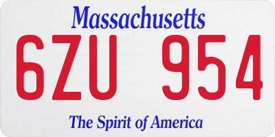 MA license plate 6ZU954