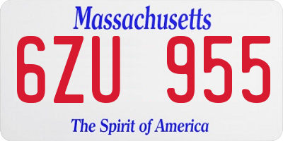 MA license plate 6ZU955