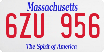 MA license plate 6ZU956