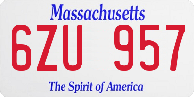 MA license plate 6ZU957