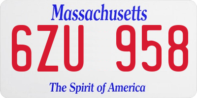 MA license plate 6ZU958