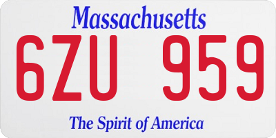MA license plate 6ZU959