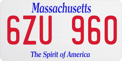 MA license plate 6ZU960