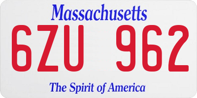 MA license plate 6ZU962