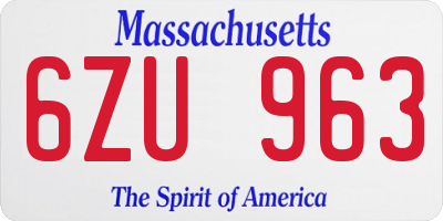 MA license plate 6ZU963