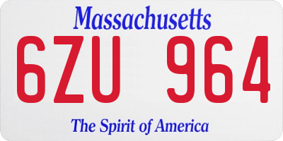 MA license plate 6ZU964