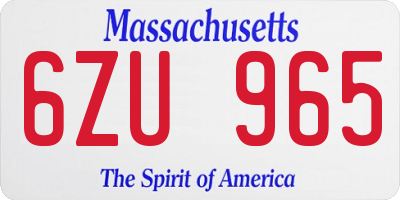 MA license plate 6ZU965