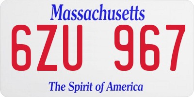 MA license plate 6ZU967