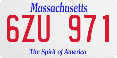 MA license plate 6ZU971