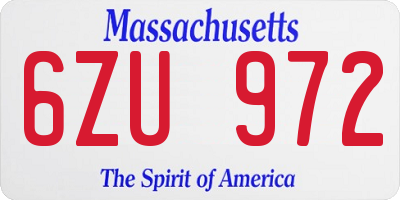 MA license plate 6ZU972