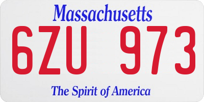 MA license plate 6ZU973
