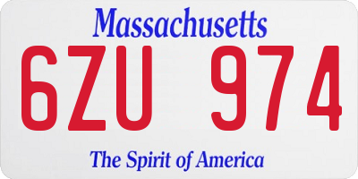 MA license plate 6ZU974