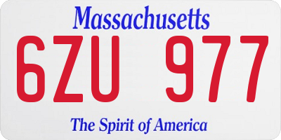 MA license plate 6ZU977