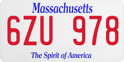 MA license plate 6ZU978