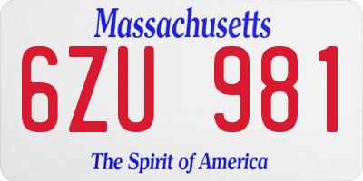 MA license plate 6ZU981