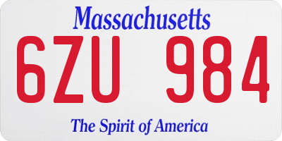 MA license plate 6ZU984