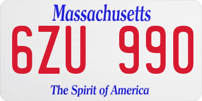 MA license plate 6ZU990