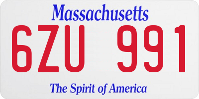MA license plate 6ZU991