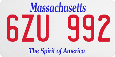 MA license plate 6ZU992