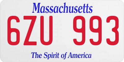 MA license plate 6ZU993