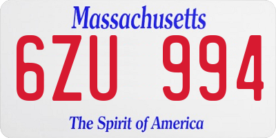 MA license plate 6ZU994