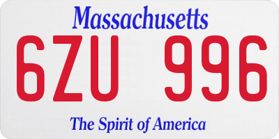 MA license plate 6ZU996