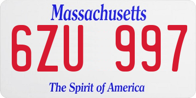 MA license plate 6ZU997