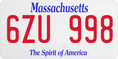 MA license plate 6ZU998