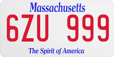 MA license plate 6ZU999