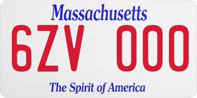 MA license plate 6ZV000