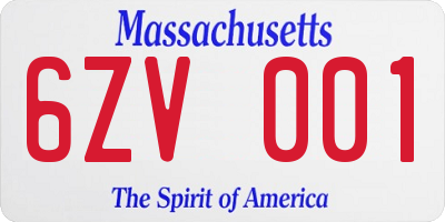 MA license plate 6ZV001