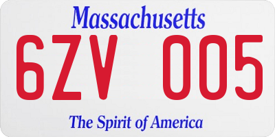 MA license plate 6ZV005