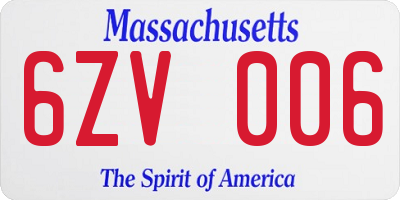 MA license plate 6ZV006