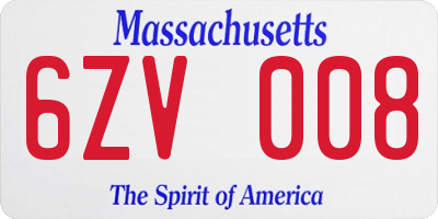 MA license plate 6ZV008