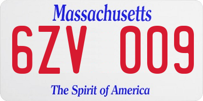 MA license plate 6ZV009